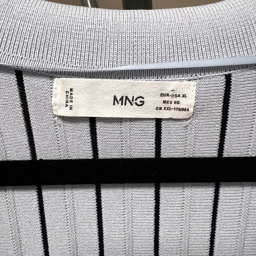 Mango Black and Blue Striped V-Neck - Picture 4 of 4